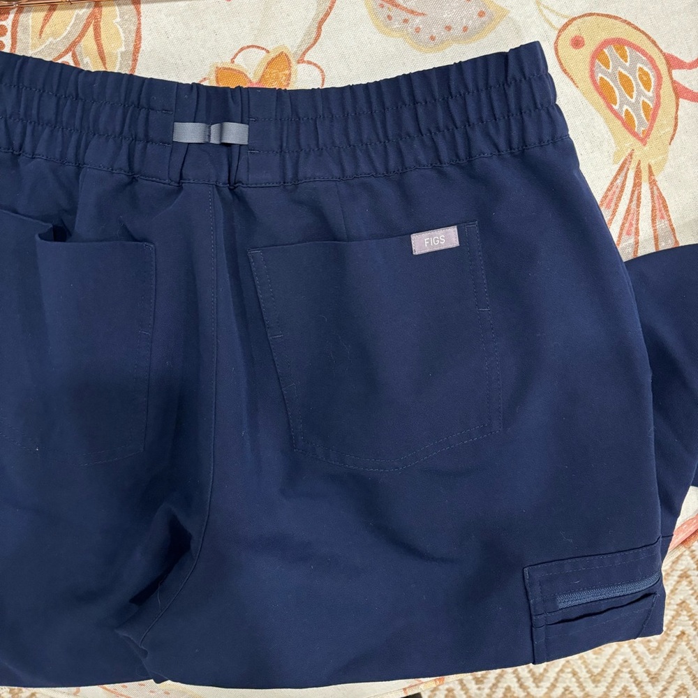 Navy figs high waisted scrub pants